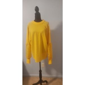 Ashley Stewart Yellow Blouse with Sheer Bubble Sleeves New With Tags Size 22/24
